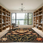 Ornate Golden Lotus Botanical Art Rug
