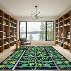 Lush Green Botanical Trellis Tapestry Rug