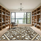 Geometric Bronze Interlocking Lattice Art Rug