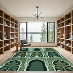 Emerald Archway Palm Botanical Scene Rug