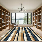 Modern Neutral Tones Abstract Vertical Block Rug