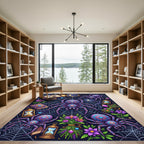 Mystical Purple Mandala Spider Web Art Rug