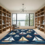 Naval Sailboats Scenic Ocean Voyage Rug