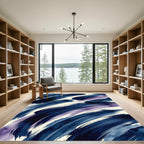 Deep Indigo Abstract Watercolor Strokes Rug