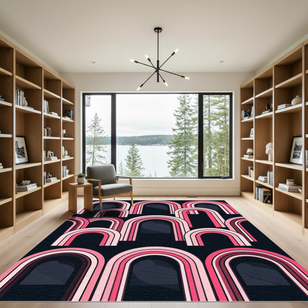 Pink And White Archway Layers Rug