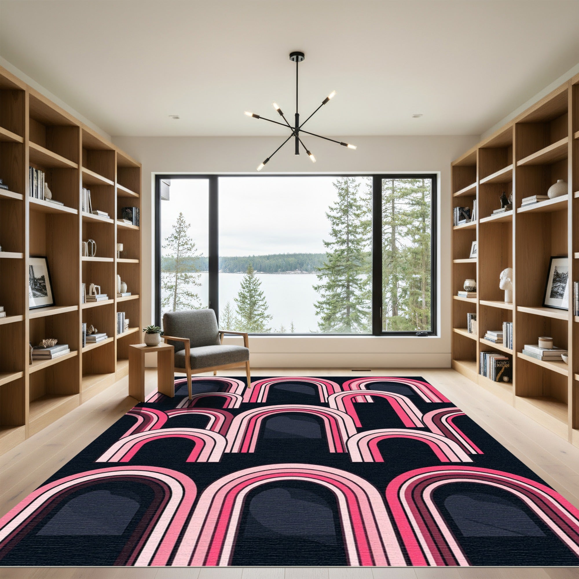 Pink And White Archway Layers Rug