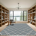 Sophisticated Charcoal Gray Interlocking Diamond Grid Rug