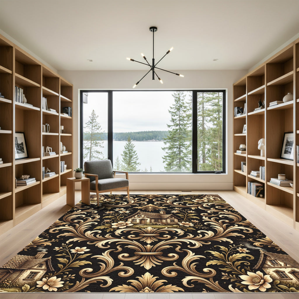 Tudor Village Baroque Floral Scroll Rug