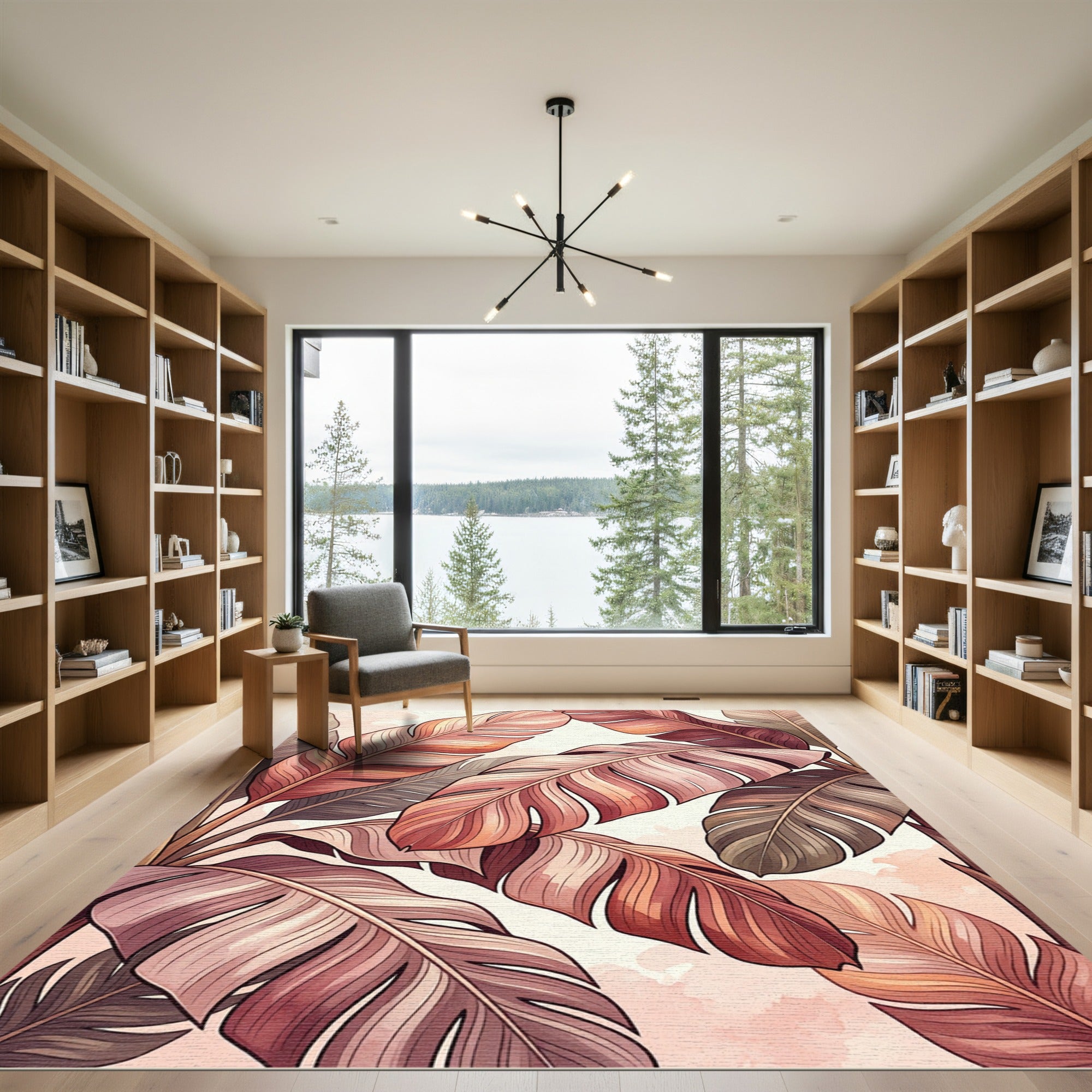 Rose Gold Tropical Banana Leaf Rug