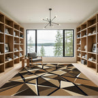 Chic Earthy Brown Geometric Abstract Rug