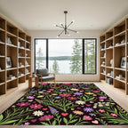 Dark Meadow Floral with Floating Hearts Rug