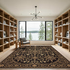 Ornate Golden Floral Arabesque Rug