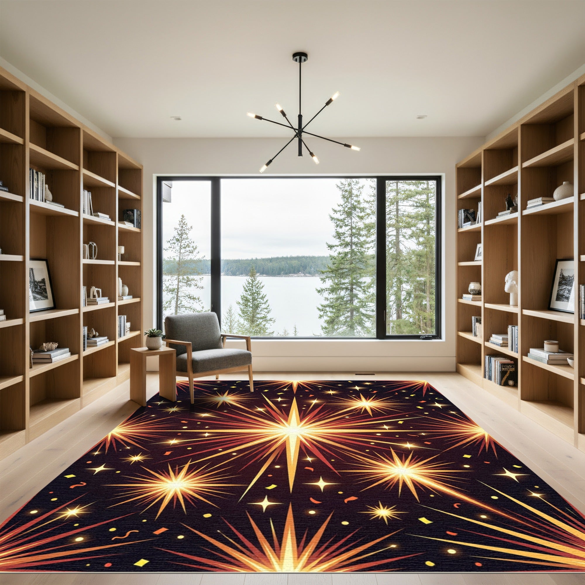 Radiant Golden Starburst Celebration Rug