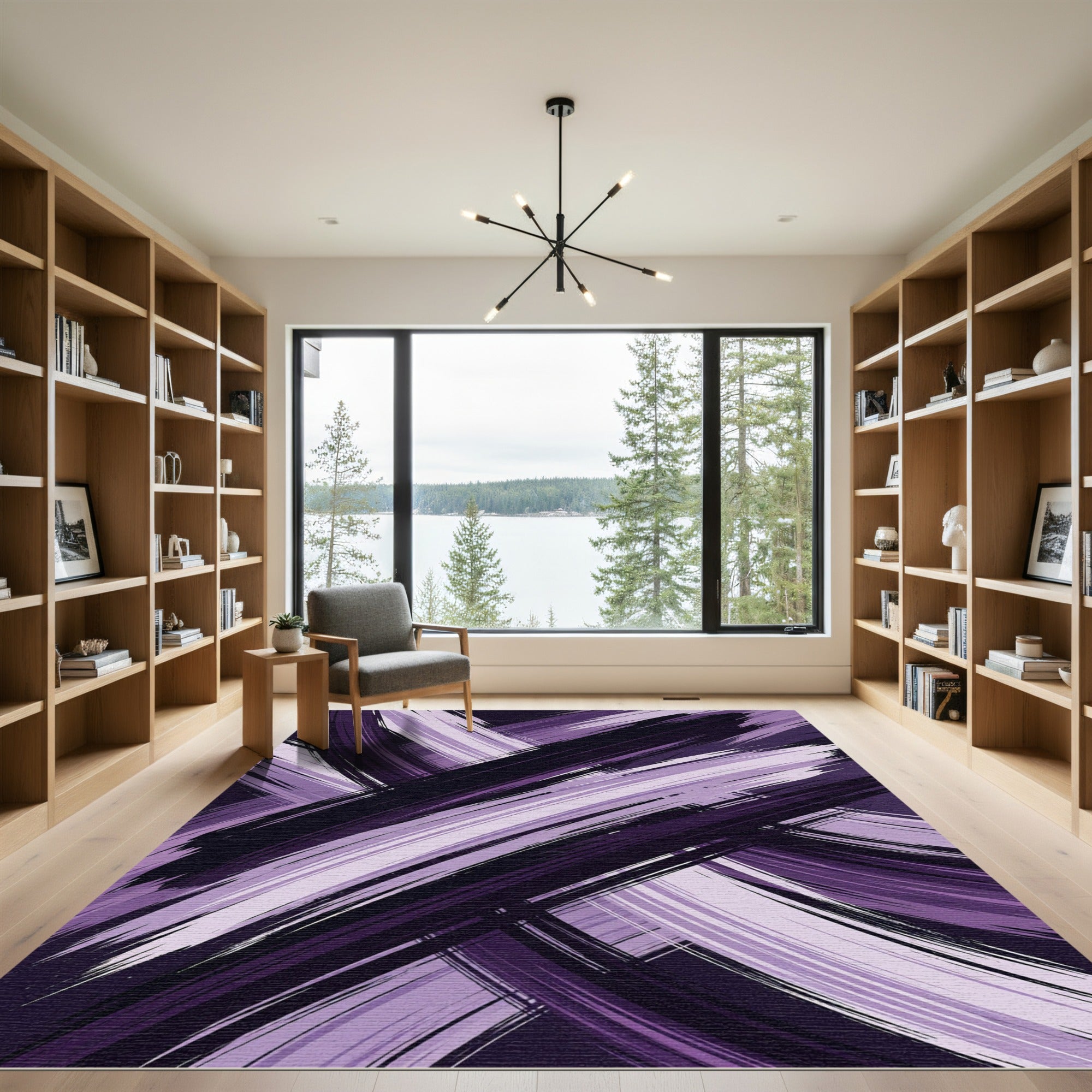 Purple Brushstroke Abstract Flow Rug