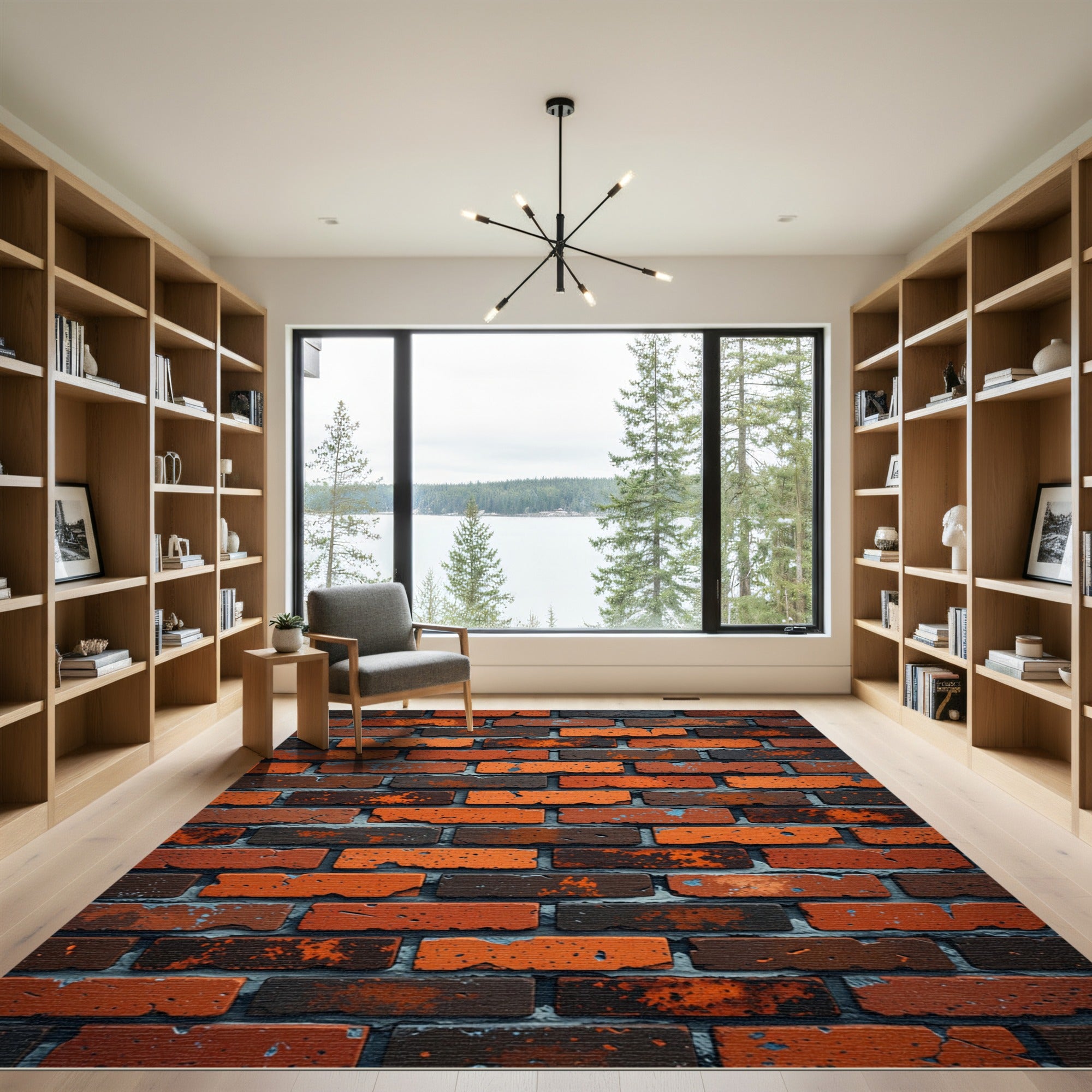 Weathered Industrial Red Brick Texture Rug