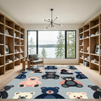 Playful Multi Colored Teddy Bear Accent Rug