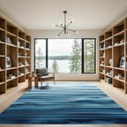 Abstract Blue Ocean Horizon Stripe Rug
