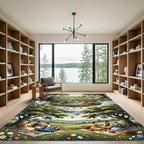 Whimsical Pastoral Meadow Picnic Landscape Rug