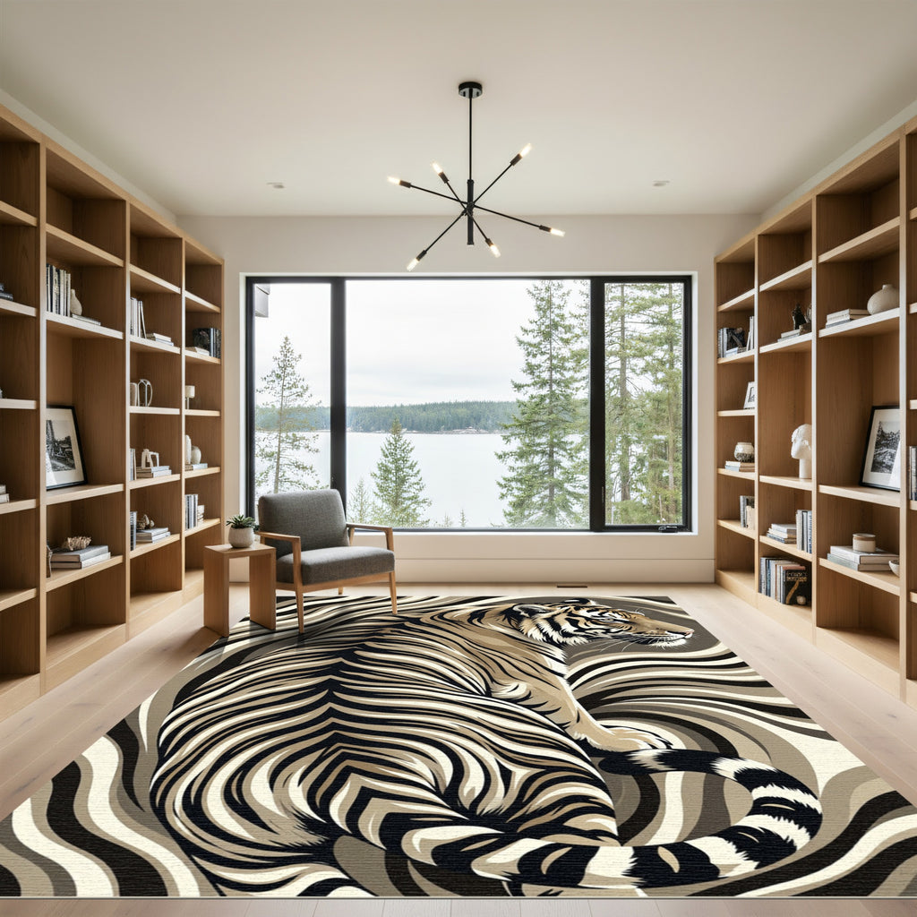 Bold Tiger Swirl Abstract Rug