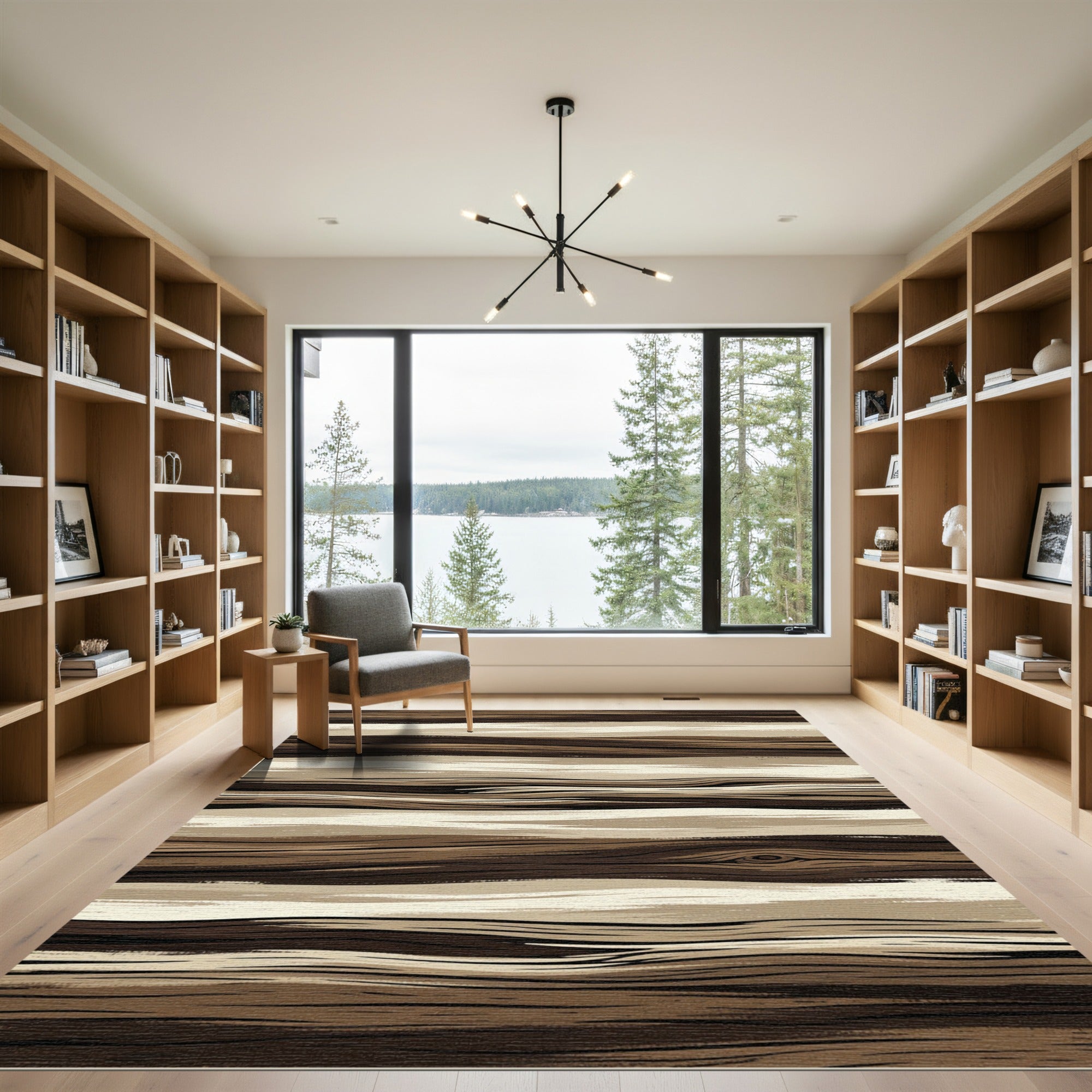 Rustic Earthy Wood Grain Texture Rug
