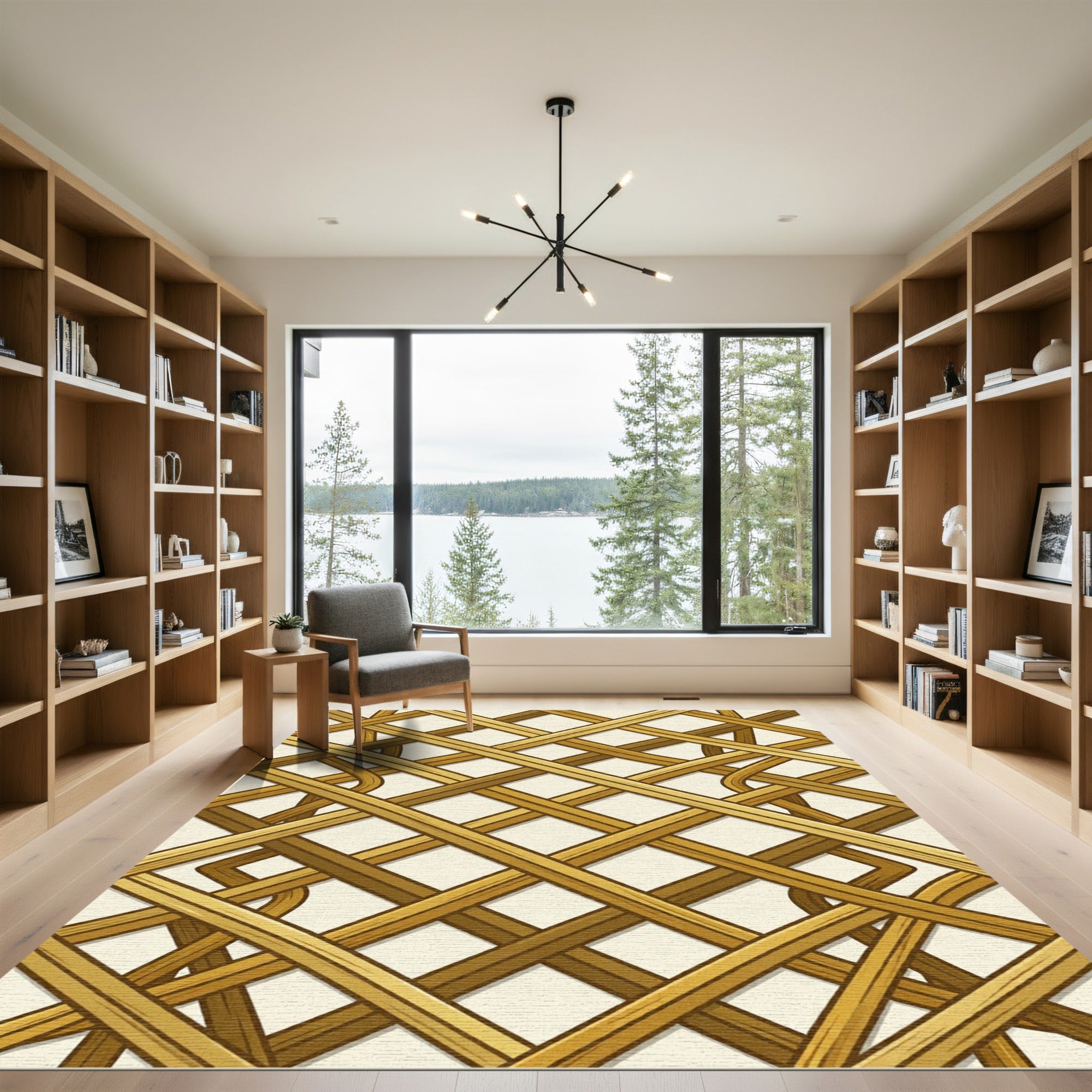 Golden Interlaced Lattice Geometric Rug