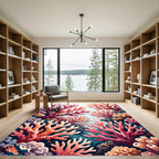 Vibrant Coral Reef Underwater Illustration Rug