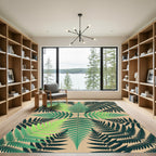 Green Fern Foliage Pattern Rug