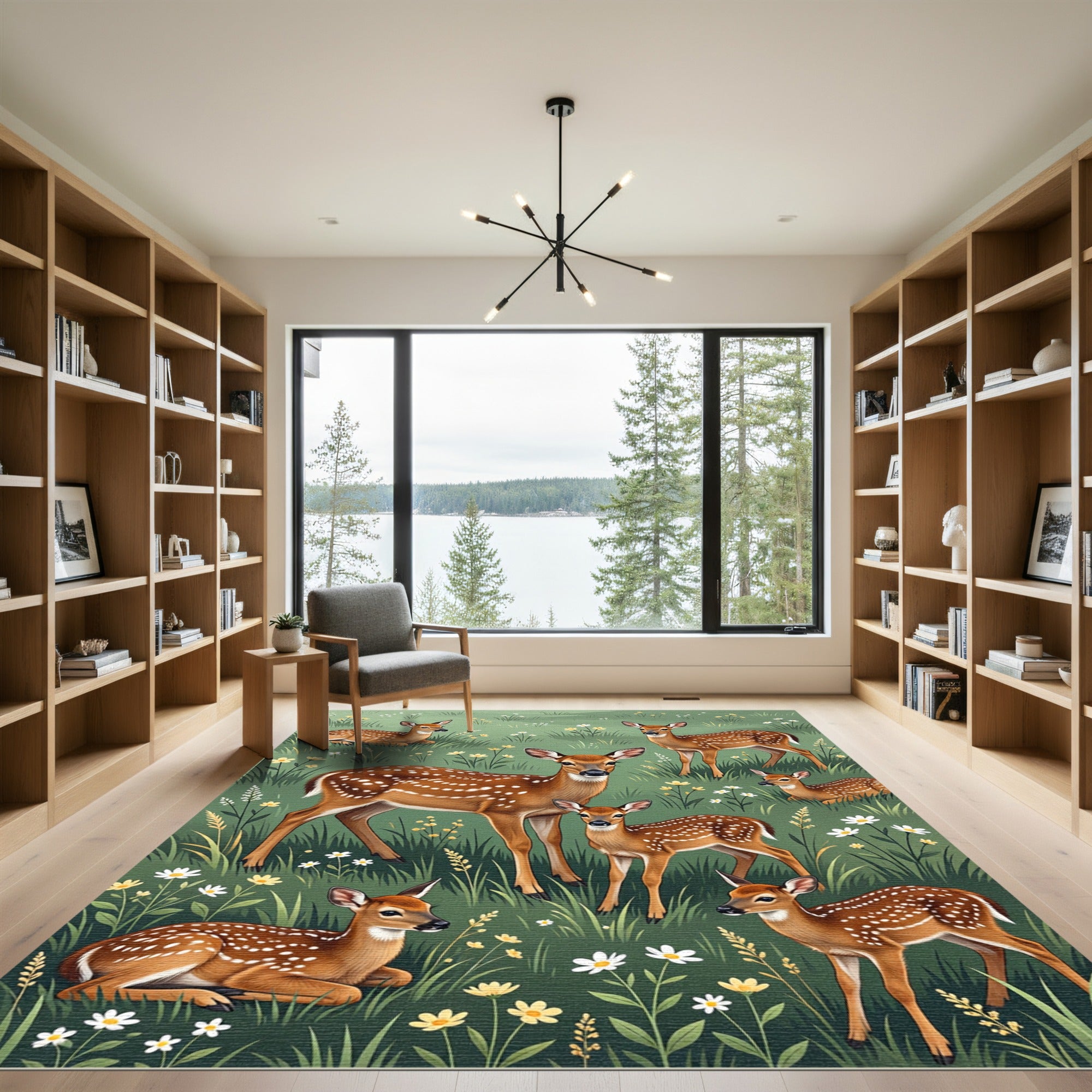 Enchanted Fawn Meadow Wildflower Rug