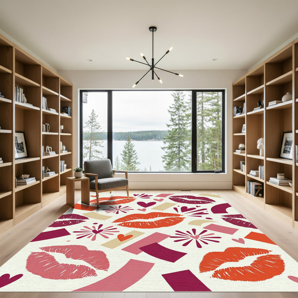 Kiss Heart Bloomy Abstract Arrangement Rug