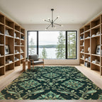 Teal Botanical Fish Damask Flourish Rug