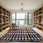 Rustic Orange Red Grate Texture Rug