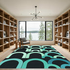 Contemporary Mint Teal Layered Archscape Rug
