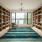 Distressed Teal Navy Plank Texture Rug