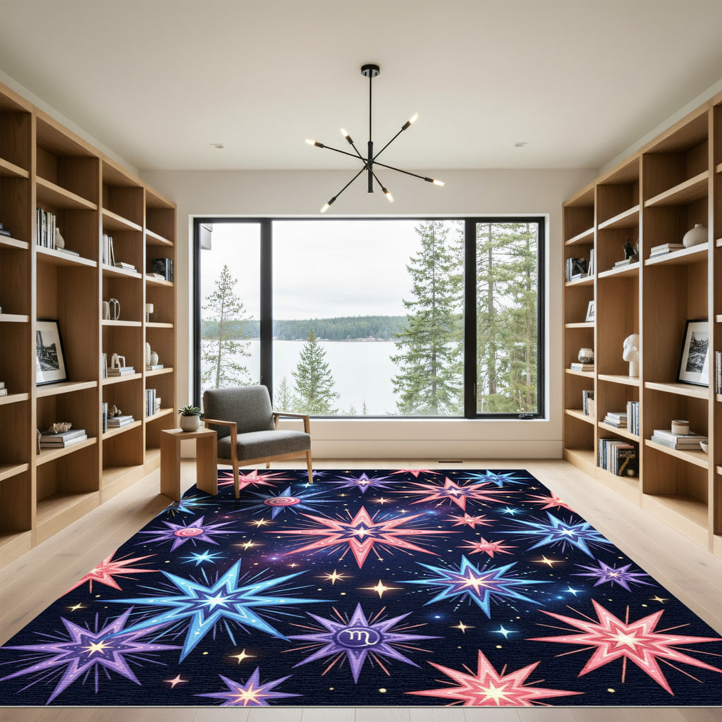 Celestial Starry Night Cosmic Blue Rug