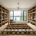 Earthy Tone Geometric Tribal Stripes Rug