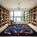 Celestial Golden Butterfly Starry Night Rug