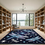 Celestial Dragonfly Night Sky Decor Rug