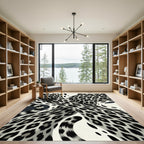 Monochromatic Leopard Swirl Abstract Rug
