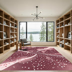Crimson World Map Halftone Abstract Rug