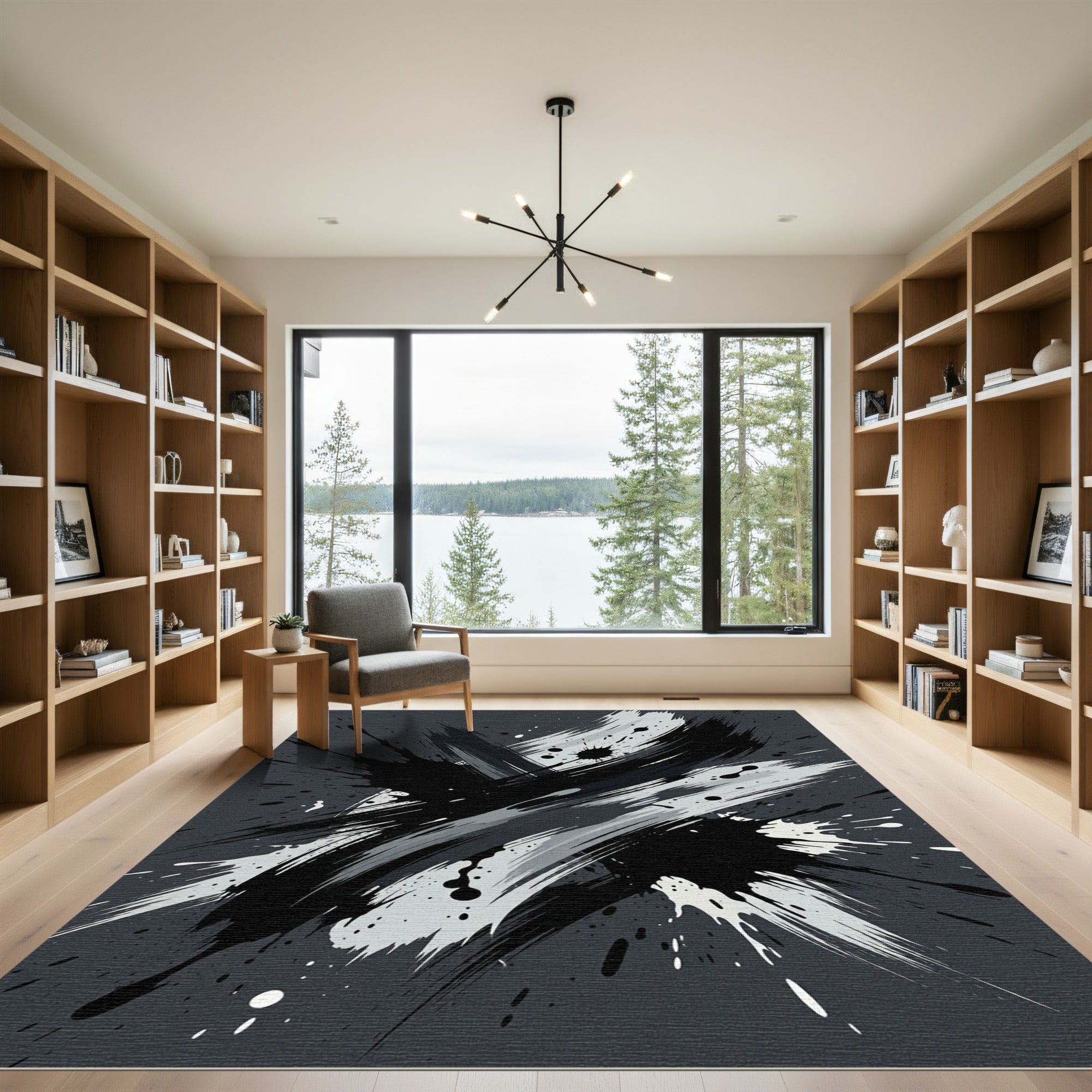 Monochromatic Splatter Abstract Sweep Rug