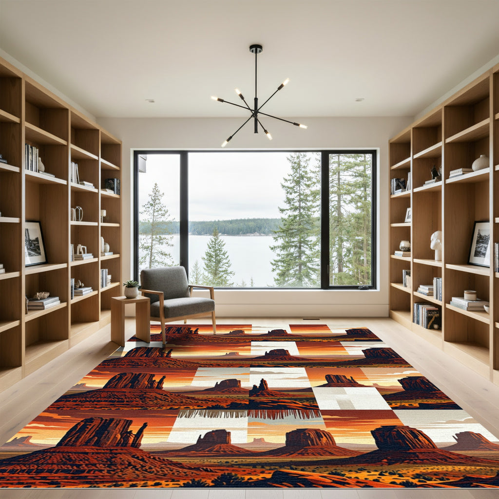 Desert Mesa Sunset Geometric Collage Rug
