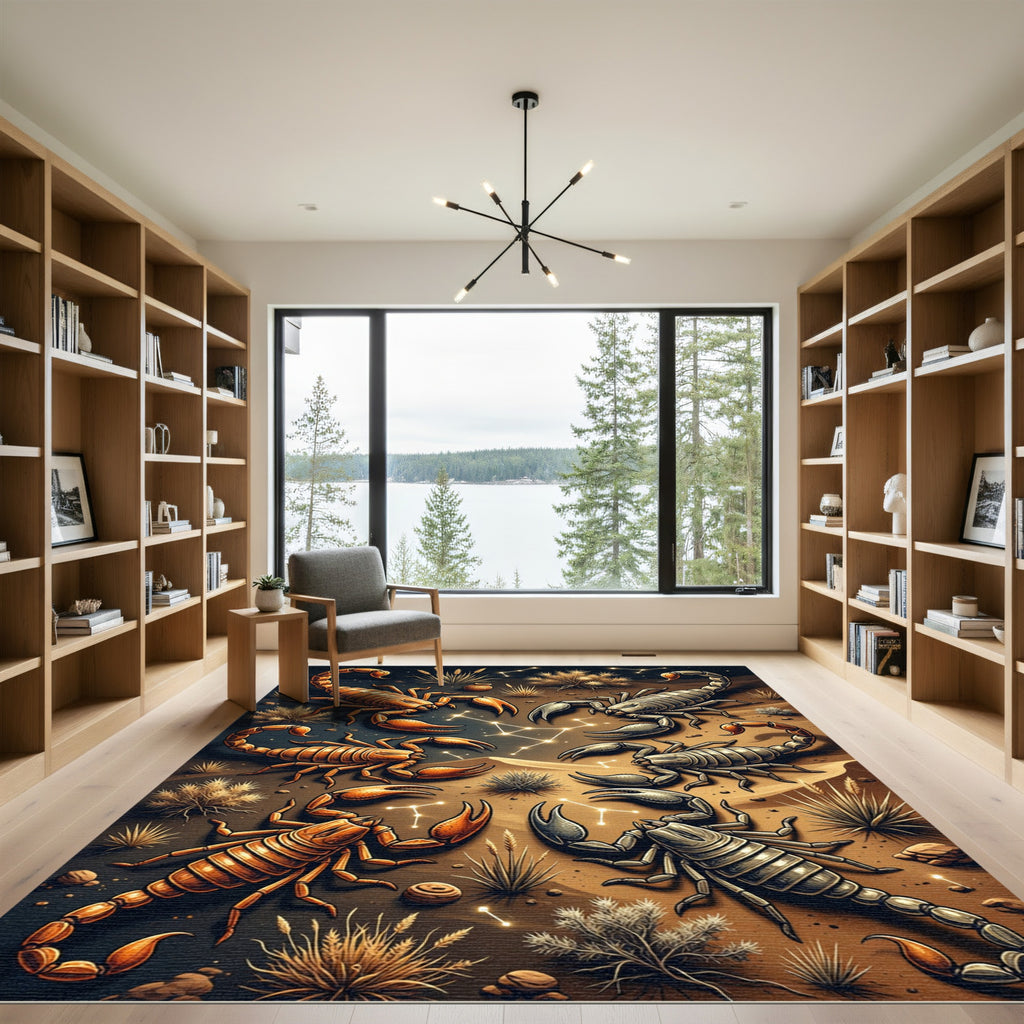 Celestial Golden and Silver Scorpion Duo Rug