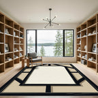 Geometric Black Frame Beige Rug