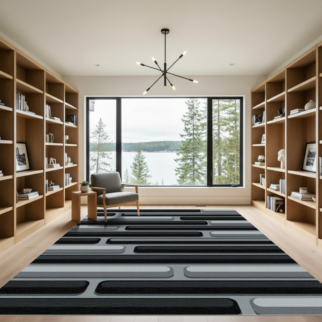 Monochromatic Slate Stack Ribbed Rug