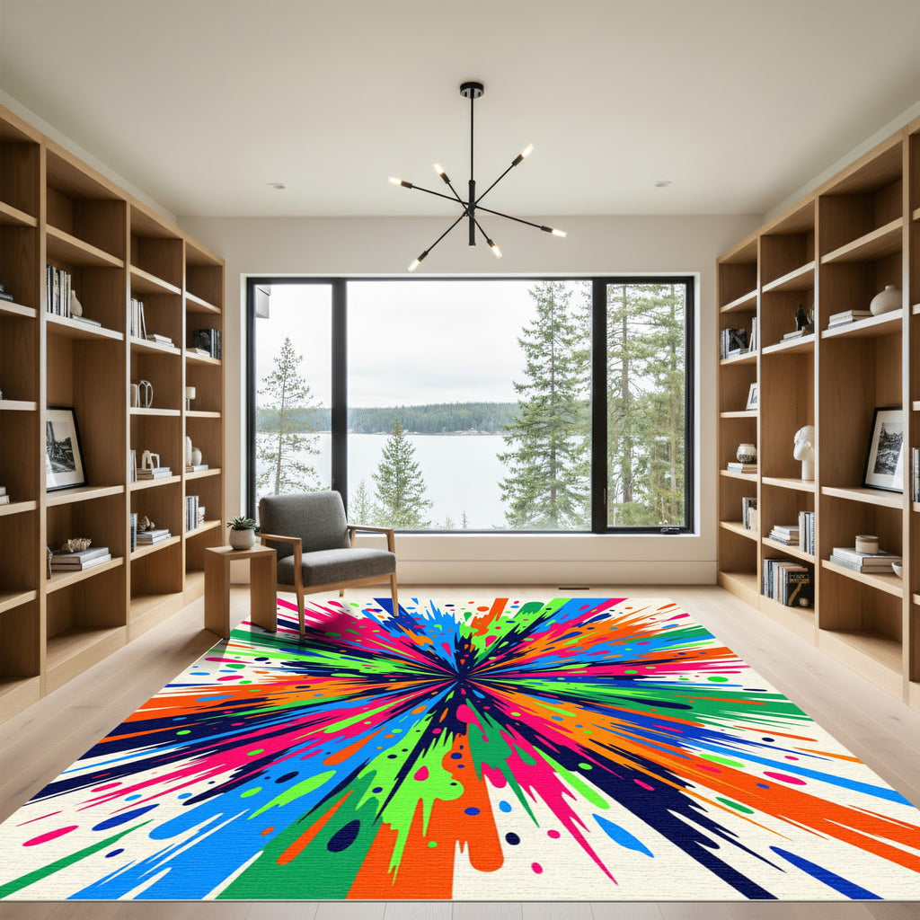 Vibrant Explosive Splatter Abstract Rug