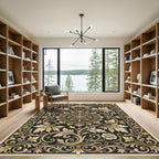 Golden Baroque Floral Medallion Rug