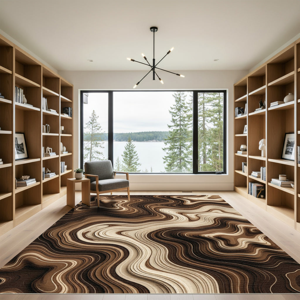 Earthy Tones Swirling Abstract Rug