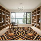 Gold Geometric Lattice Art Deco Rug