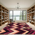 Crimson Peach Chevron Stripes Rug