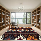 Fiery Ikat Flame Geometric Tribal Art Rug